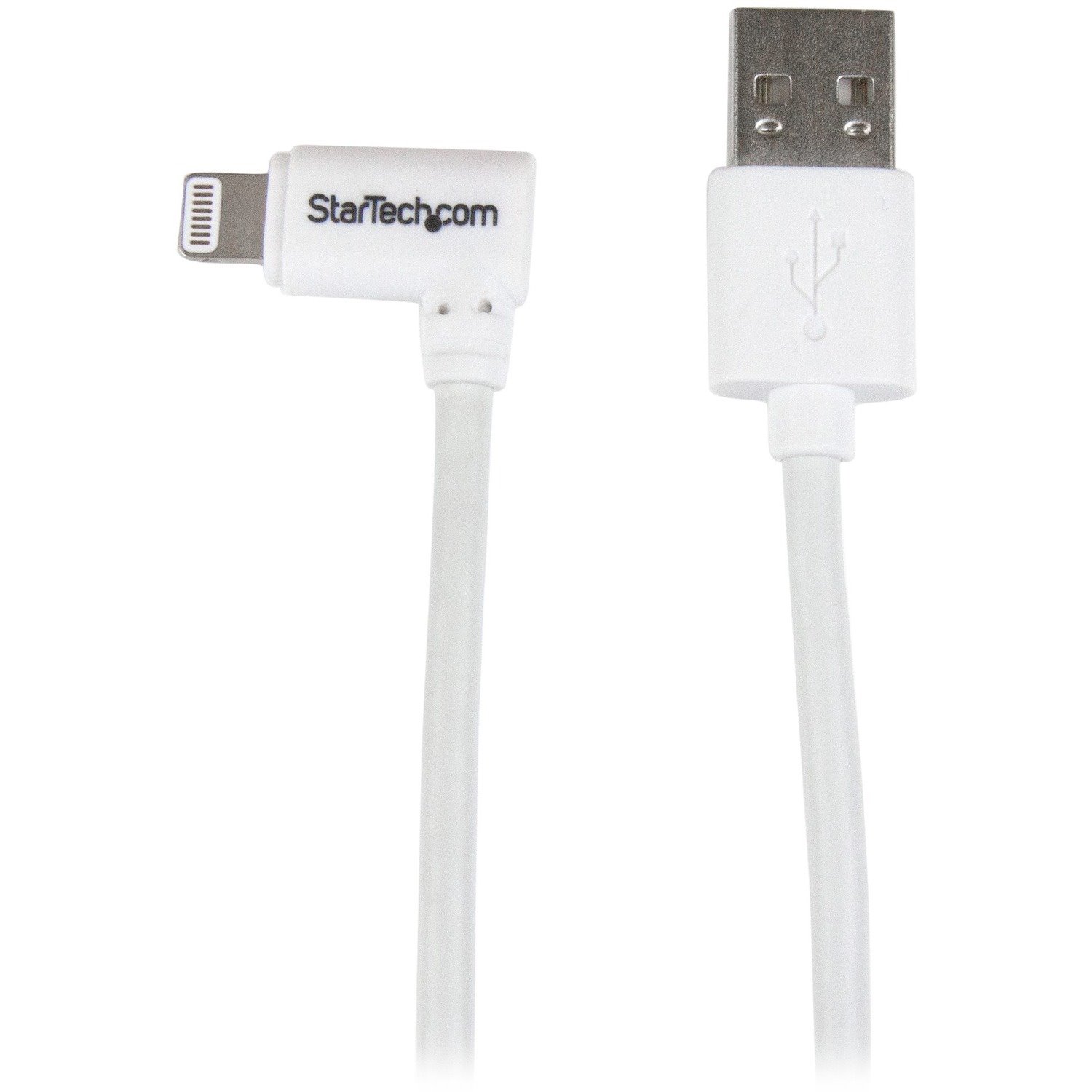 StarTech.com 1m 3 ft Angled Lightning to USB Cable - White - Angled Lightning Cable for iPhone / iPod / iPad