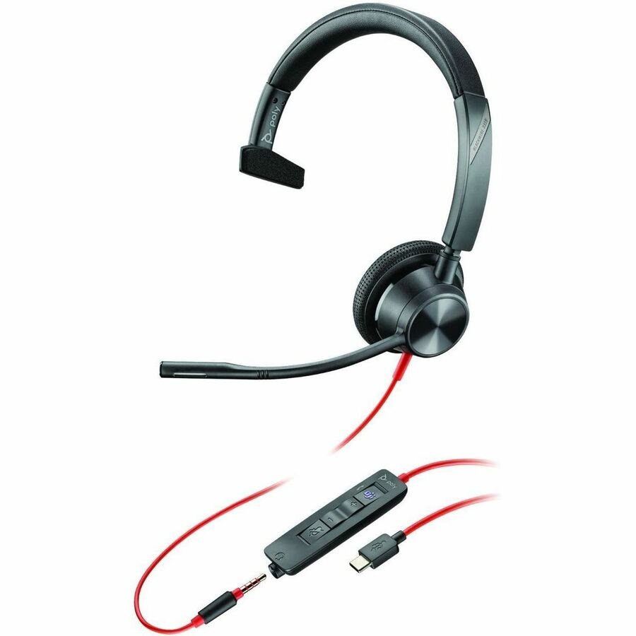 Poly Blackwire BW3315-M Wired Over-the-head, Over-the-ear Mono Headset - Black