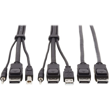 Tripp Lite by Eaton Dual DisplayPort KVM Cable Kit - DP, USB, 3.5 mm Audio (3xM/3xM) + DP (M/M), 4K, 4:4:4, 6 ft. (1.83 m), Black
