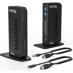 Plugable USB 3.0 and USB-C Dual 4K Display Docking Station with DisplayPort and HDMI for Windows and Mac