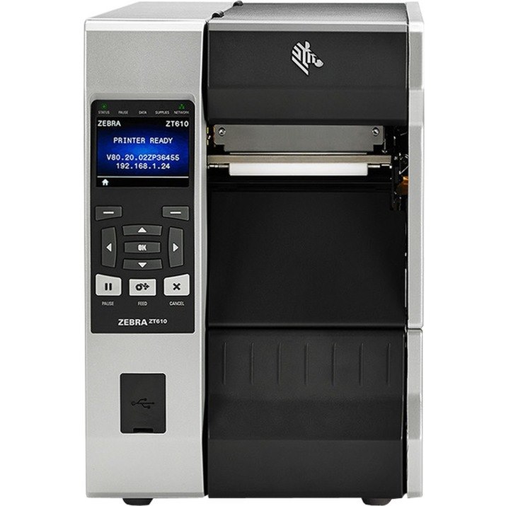 Zebra ZT610 Industrial Direct Thermal/Thermal Transfer Printer - Monochrome - Label Print - Fast Ethernet - USB - Serial - Parallel - Bluetooth