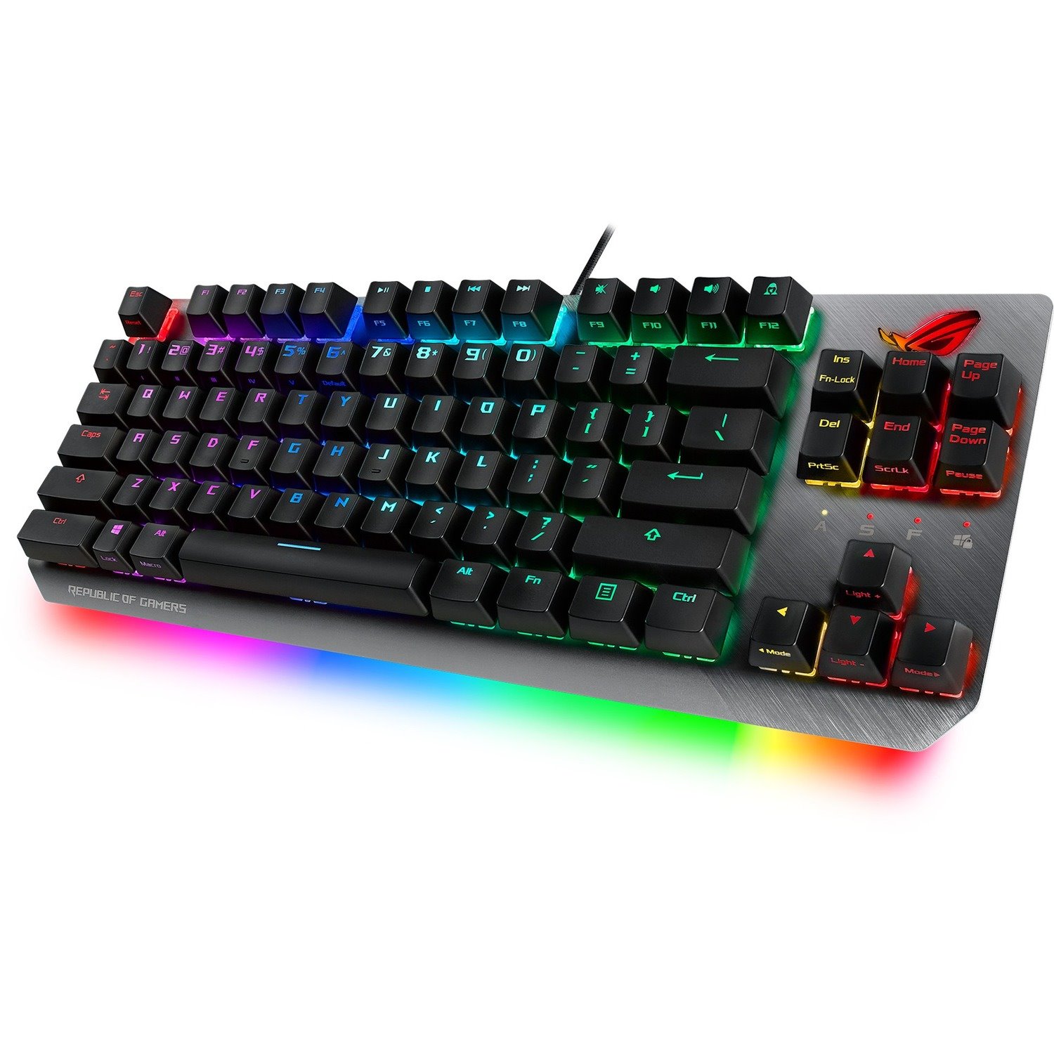 Asus ROG Strix Scope NX TKL Gaming Keyboard - Cable Connectivity - USB 2.0 Interface - RGB LED - Moonlight White