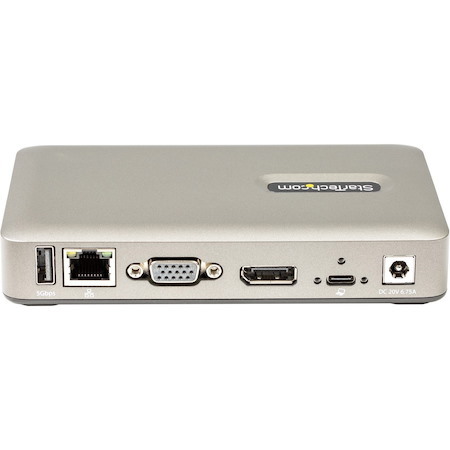 StarTech.com USB C Dock, USB-C to DisplayPort 4K 30Hz or VGA, 65W PD3.0, 4-Port USB 3.1 Gen 1 Hub, GbE, Universal USB C Docking Station