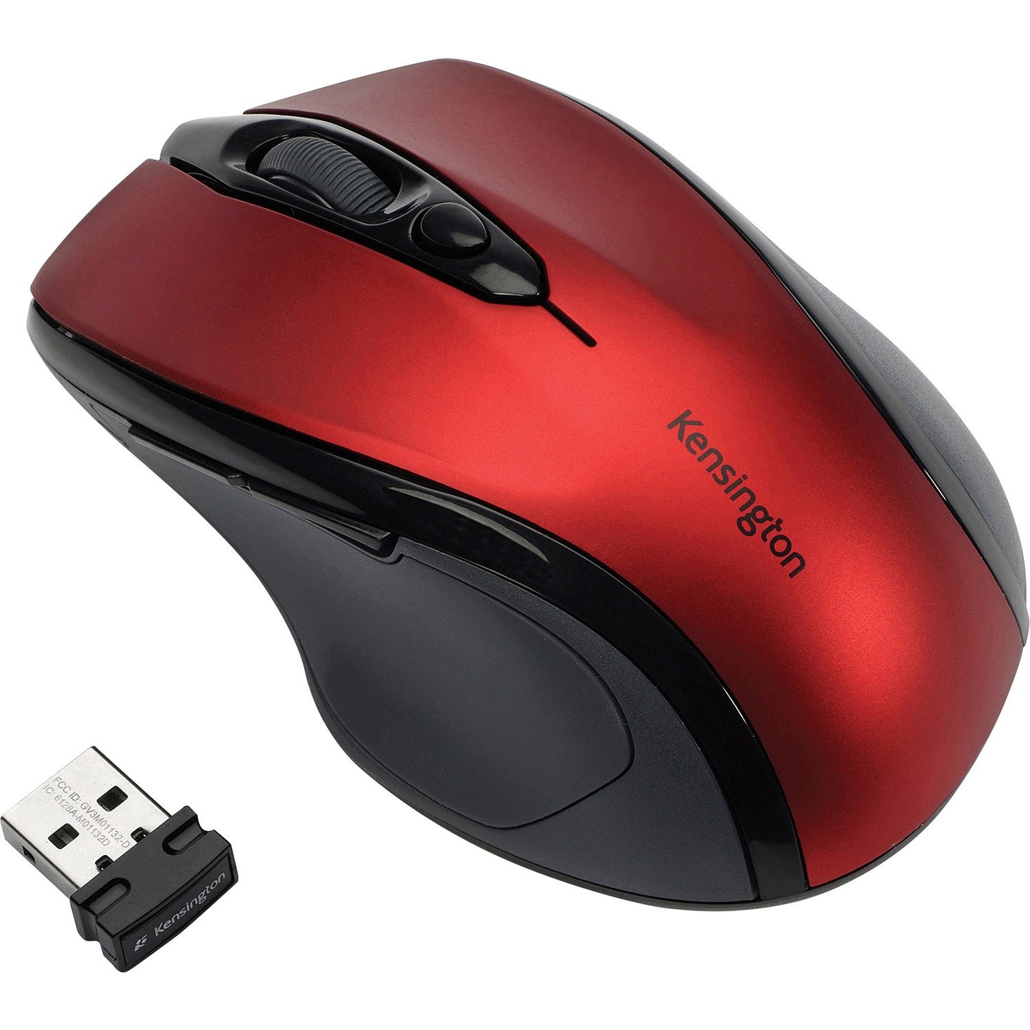 Kensington Pro Fit Mouse - Radio Frequency - USB - Optical - 3 Button(s) - Ruby Red