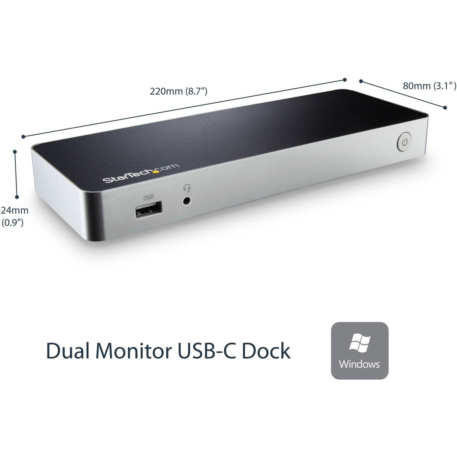 StarTech.com Dual Monitor USB C Docking Station w/ 60W Power Delivery - USB 3.1 Gen 1 Type C to HDMI or DVI - 5x USB - Windows Laptop Dock