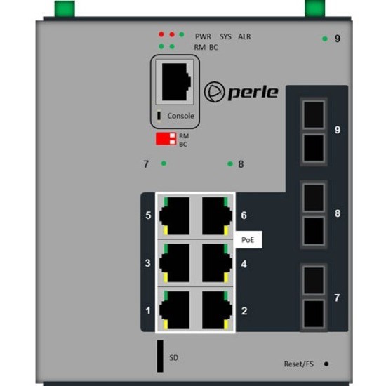 Perle IDS-509G3PP6-C2MD05-SD10 - Industrial Managed Power Over Ethernet Switch