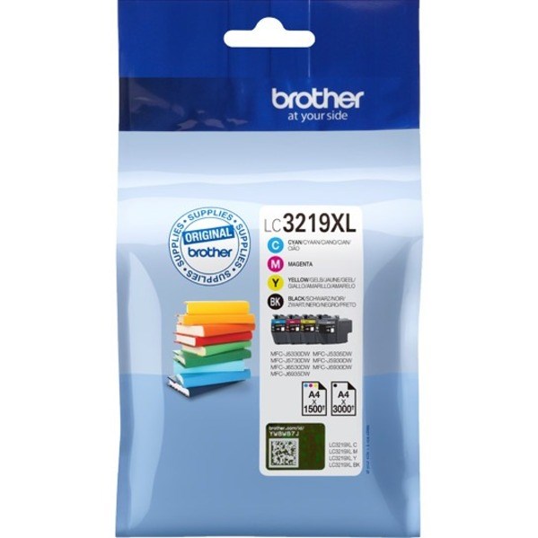 Brother LC3219XLVALDR High Yield Inkjet Ink Cartridge - Black, Cyan, Magenta, Yellow - 4 / Pack