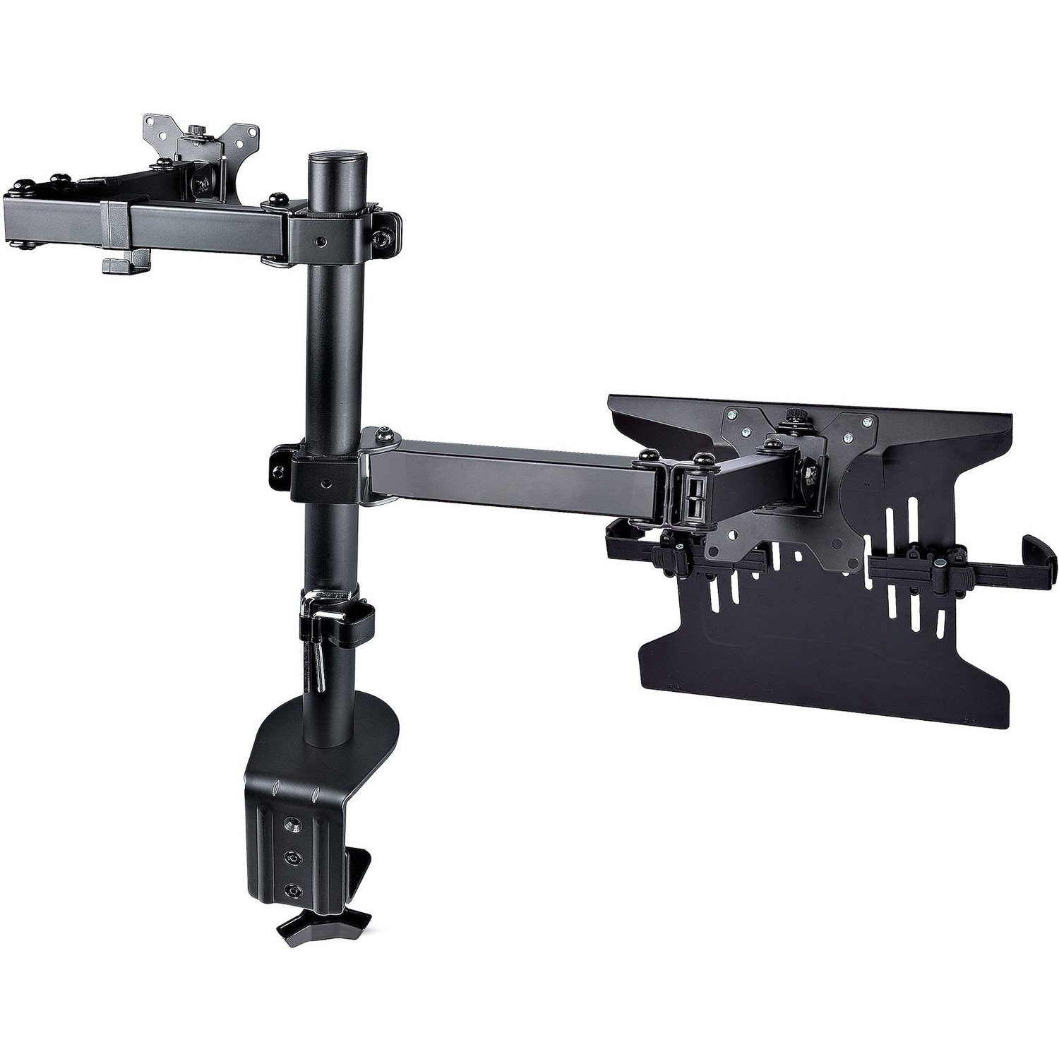StarTech.com Monitor Arm with VESA Laptop Tray, For a Laptop & Single Display up to 32" , Adjustable Desk Laptop Arm Mount, C-clamp/Grommet