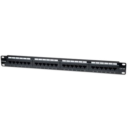 Intellinet Patch Panel, Cat5e, UTP, 24-Port, 1U, Black