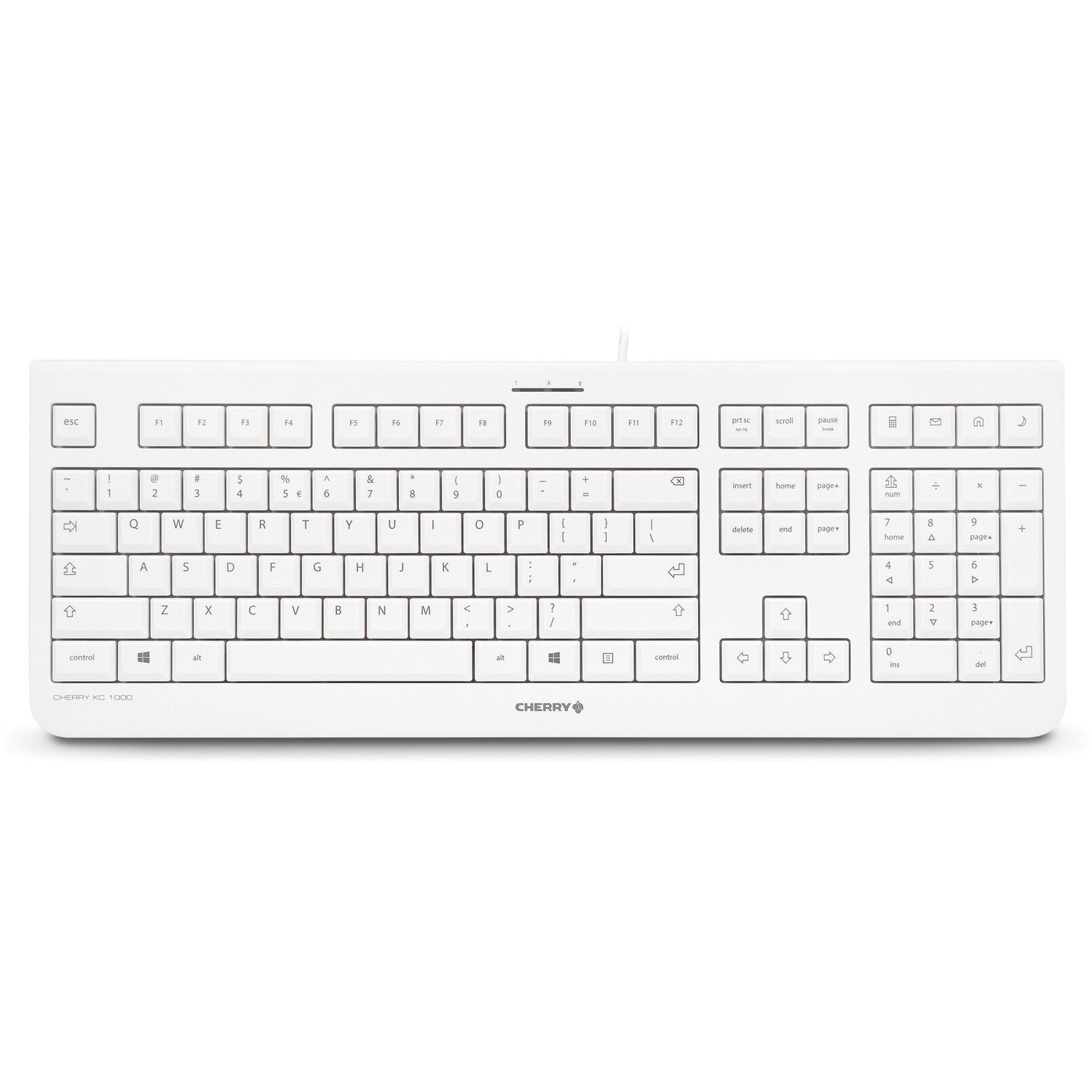 CHERRY KC 1000 Keyboard - Cable Connectivity - USB Interface - English (US) - Light Grey
