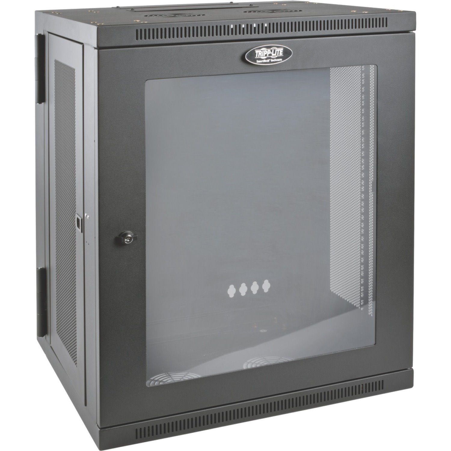 Eaton Tripp Lite Series SmartRack 15U Low-Profile Switch-Depth Wall-Mount Half-Height Rack Enclosure, Clear Acrylic Window, Hinged Back