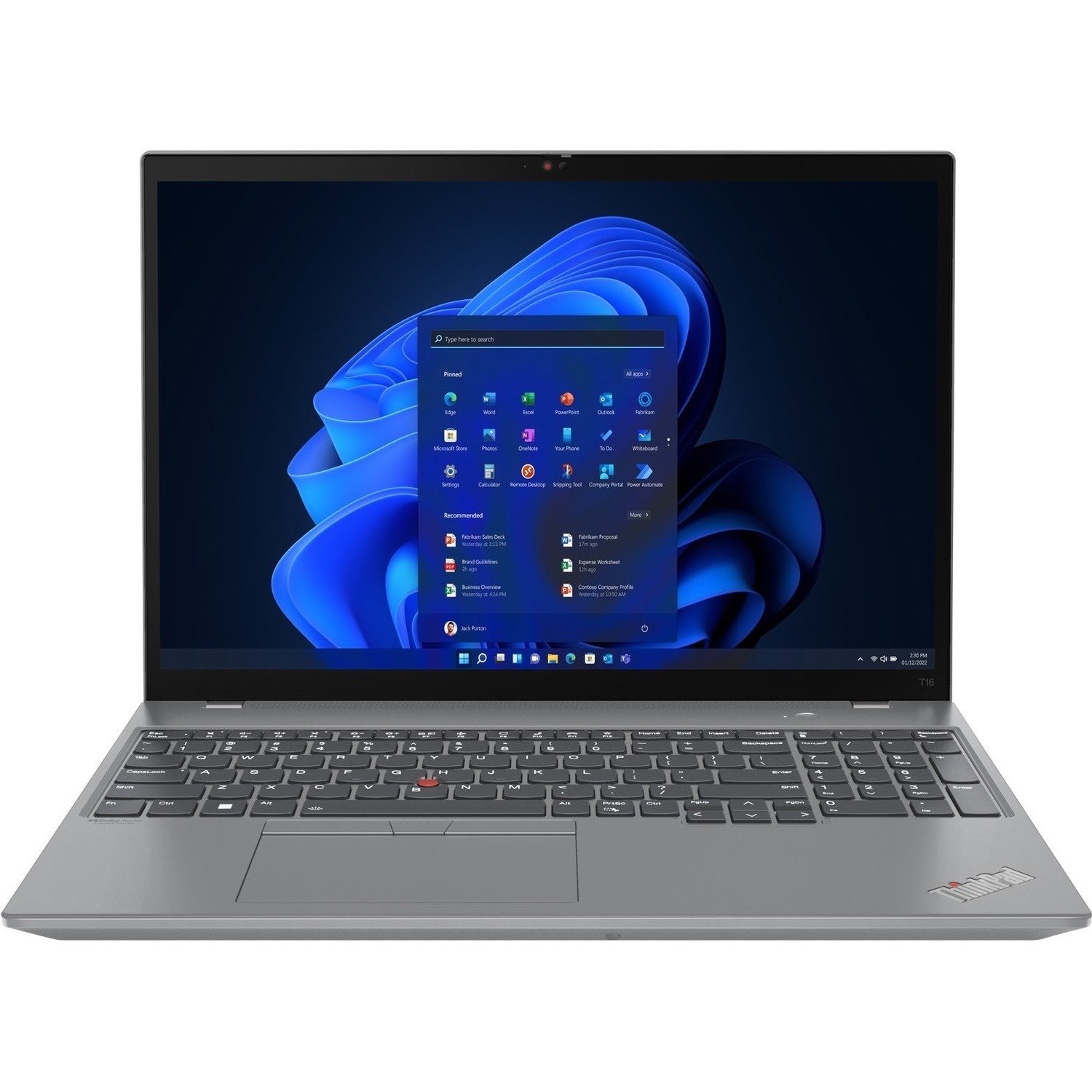 Lenovo ThinkPad T16 Gen 1 21BV00GJUS 16" Touchscreen Notebook - WUXGA - Intel Core i7 12th Gen i7-1260P - 16 GB - 512 GB SSD - English Keyboard - Storm Gray