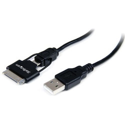 StarTech.com 0.65m (2 ft) Short AppleÂ&reg; 30-pin Dock Connector or Micro USB to USB Combo Cable for iPhone / iPod / iPad