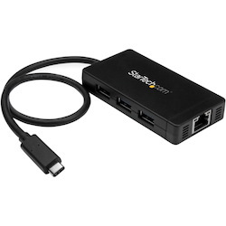 StarTech.com USB/Ethernet Combo Hub - USB Type C - External - Black - TAA Compliant