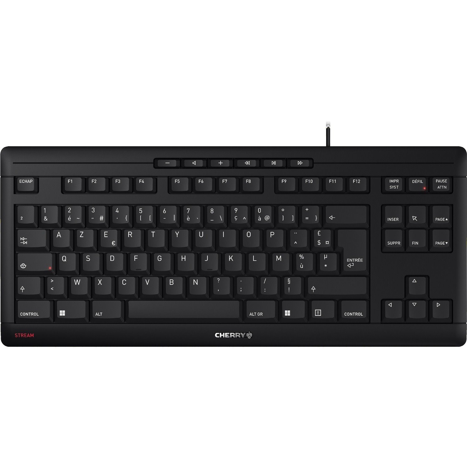 CHERRY STREAM Keyboard - Cable Connectivity - USB Type A Interface - French - AZERTY Layout - Black