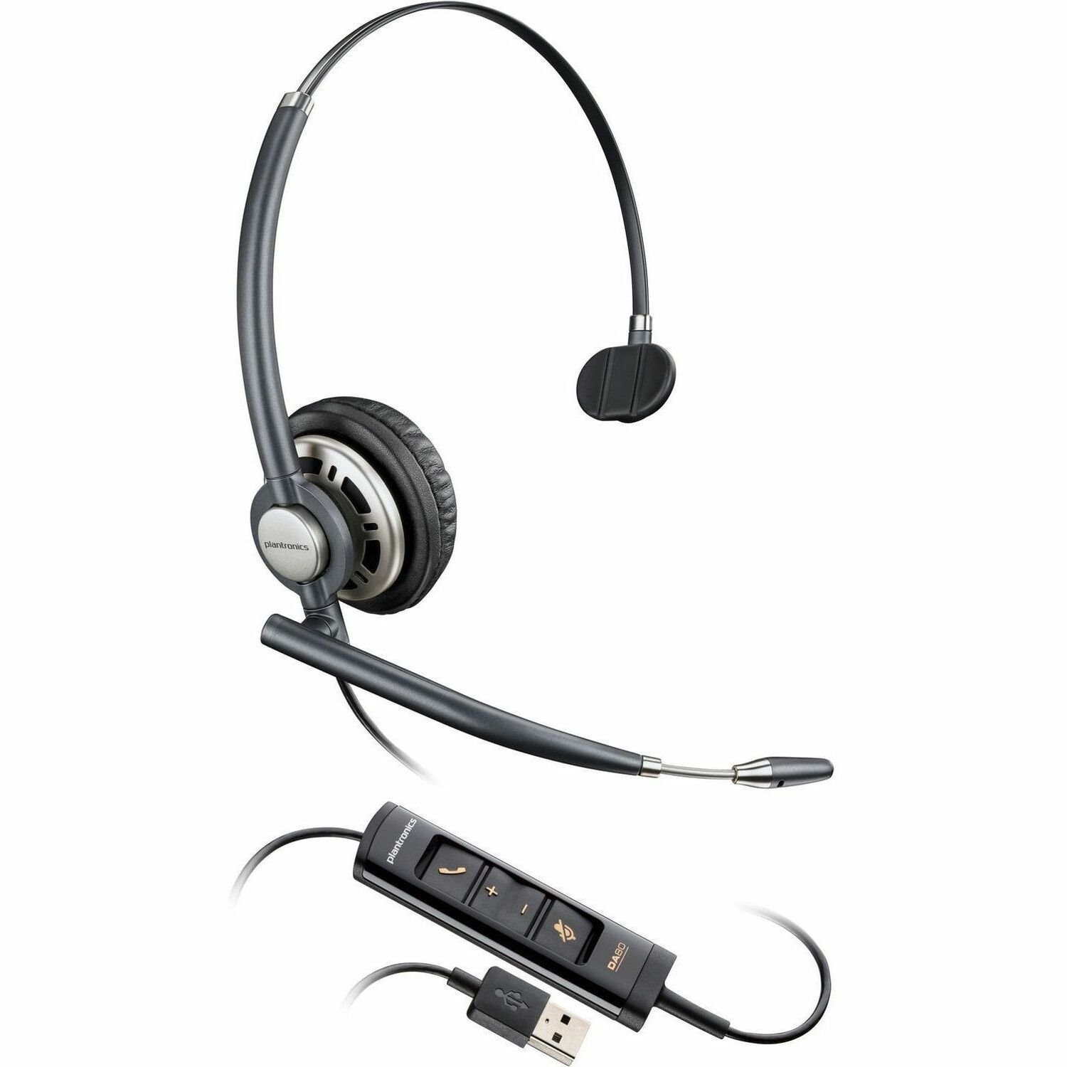 Poly EncorePro 715 Wired Over-the-head Mono Headset - Black - TAA Compliant