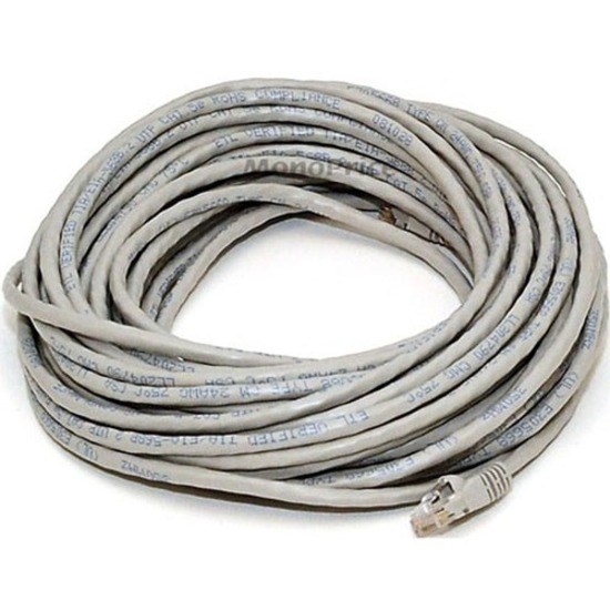 Monoprice 50FT 24AWG Cat5e 350MHz UTP Crossover Bare Copper Ethernet Network Cable - Gray