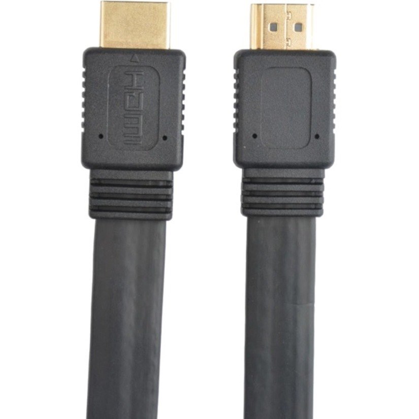 Manhattan HDMI Cable with Ethernet (Flat), 4K@60Hz (Premium High Speed), 0.5m, Male to Male, Black, Ultra HD 4k x 2k, Fully Shielded, Gold Plated Contacts, Lifetime Warranty, Polybag