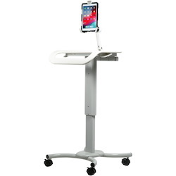 CTA Digital Height-Adjustable Rolling Security Medical Workstation Cart for 7-14 Inch Tablets