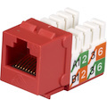 Black Box GigaBase2 CAT5e Jack, Universal Wiring, Red, 25-Pack