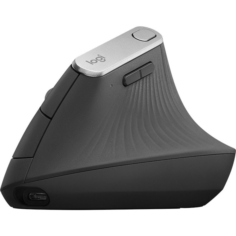 Logitech MX Vertical Mouse - Bluetooth/Radio Frequency - USB Type C - Optical - 4 Button(s) - Black, Silver