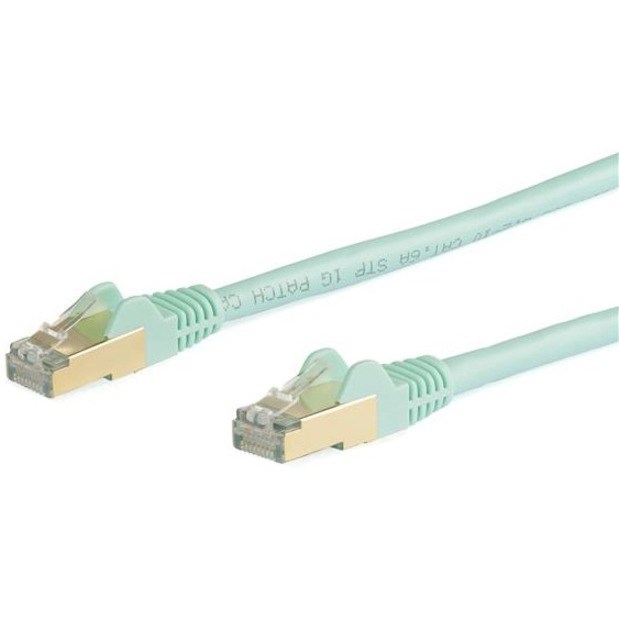StarTech.com 10m CAT6a Ethernet Cable - Aqua - RJ45 Snagless Connectors - CAT6a STP Cord - Copper Wire - Network Cable (6ASPAT10MAQ)