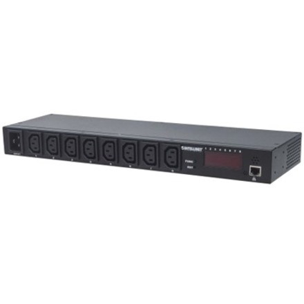 19" Intelligent 8-Port PDU, 19" Rackmountable C13 Intelligent Power Distribution Unit; Monitors Power, Temperature and Humidity (WITH TBC 2 PIN EURO POWER CORD)