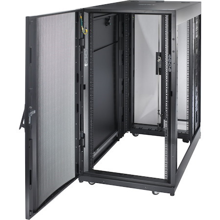 APC by Schneider Electric NetShelter SX 24U Floor Standing Enclosed Cabinet Rack Cabinet for Server, Storage - 482.60 mm Rack Width - Black