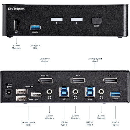 StarTech.com 2-Port DisplayPort KVM Switch - 4K 60Hz