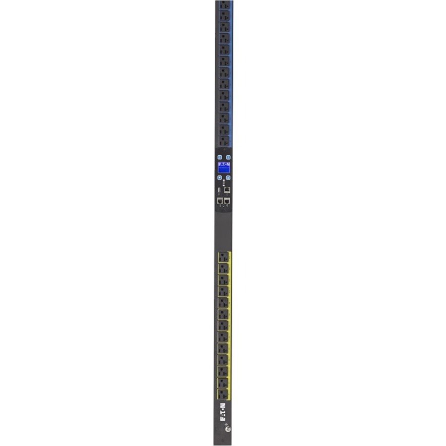 Eaton Metered Input rack PDU, 0U, L14-30P input, 5.76 kW max, 120/240V, 24A, 10 ft cord, Split-phase, Outlets: (24) 5-20R
