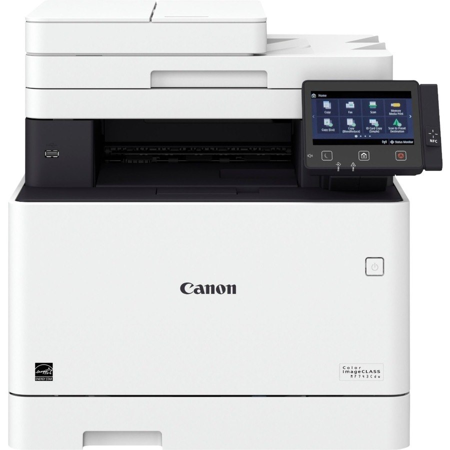 Canon imageCLASS MF740 MF743Cdw Laser Multifunction Printer-Color-Copier/Fax/Scanner-ppm Mono/28 ppm Color Print-600x600 dpi Print-Automatic Duplex Print-300 sheets Input-600 dpi Optical Scan-Color Fax-Wireless LAN-Near Field Communication (NFC)