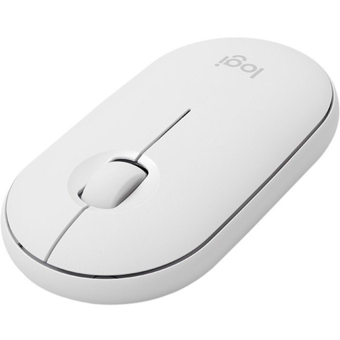 Logitech Pebble M350 Mouse - Bluetooth/Radio Frequency - USB - Optical - 3 Button(s) - Off White