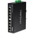 TRENDnet 8-Port Industrial Unmanaged Fast Ethernet DIN-Rail Switch; TI-E80 8 x Fast Ethernet Ports; 1.6Gbps Switching Capacity;8 Port Network Fast Ethernet Switch;IP30 Metal Switch;Lifetime Protection