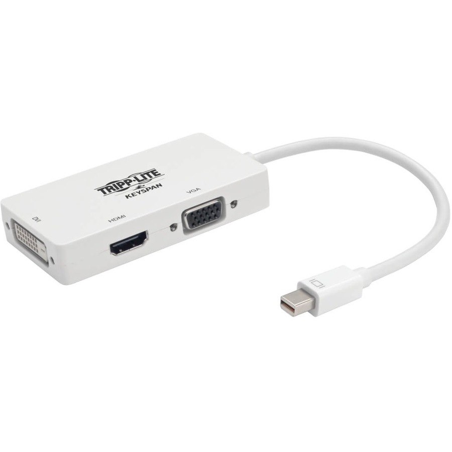 Tripp Lite by Eaton Keyspan Mini DisplayPort to VGA/DVI/HDMI All-in-One Video Converter Adapter, White, 6-in. (15.24 cm)