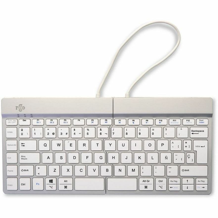 R-Go Split Break Keyboard - Wireless Connectivity - Spanish - QWERTY Layout - White