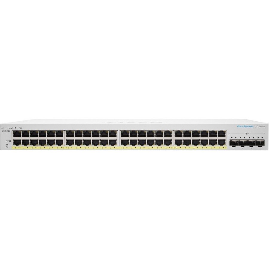 Cisco Business 220 CBS220-48P-4X 48 Ports Manageable Ethernet Switch - Gigabit Ethernet, 10 Gigabit Ethernet - 10/100/1000Base-T, 10GBase-X