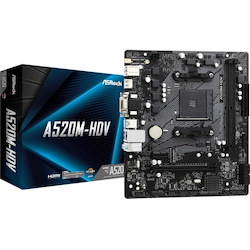 ASRock A520M-HDV Desktop Motherboard - AMD A520 Chipset - Socket AM4 - Micro ATX