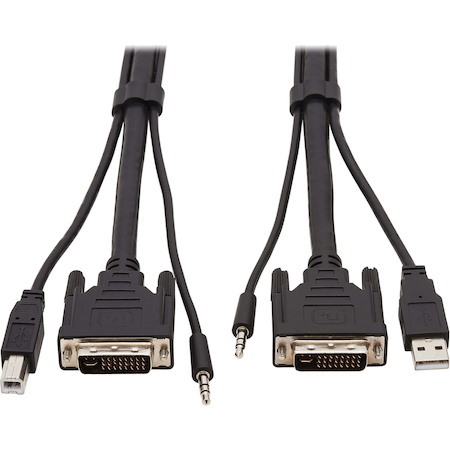 Tripp Lite by Eaton DVI KVM Cable Kit, 3 in 1 - DVI, USB, 3.5 mm Audio (3xM/3xM) 10 ft. (3.05 m)