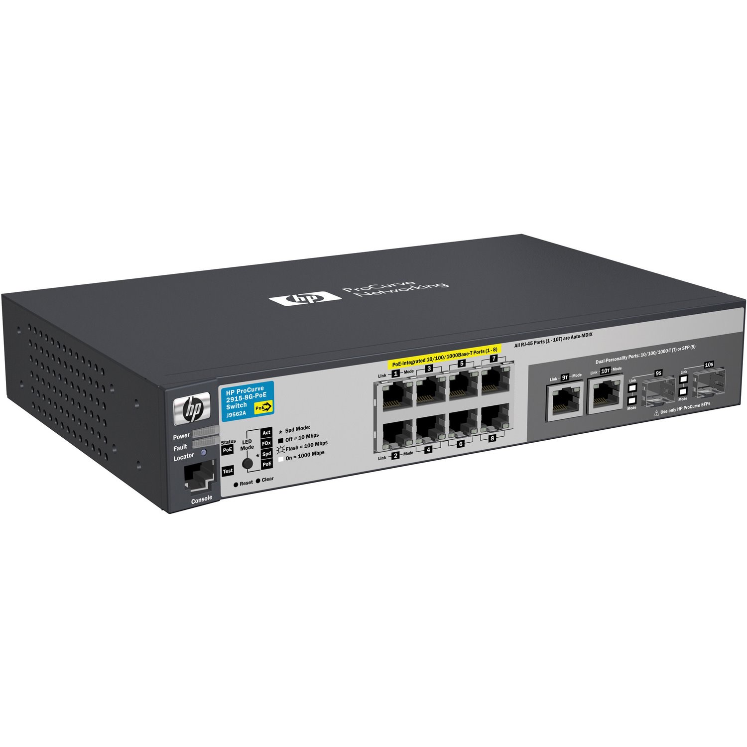 HPE ProCurve 2915-8G-PoE 8 Ports Manageable Ethernet Switch - 10/100/1000Base-T - Refurbished