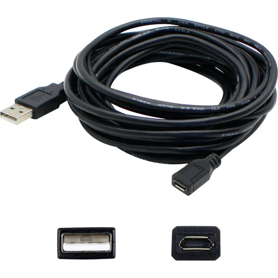 AddOn 10ft USB 2.0 (A) Male To Micro-USB 2.0 (B) Black Cable