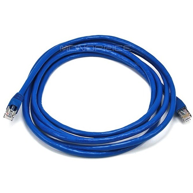 Monoprice 10FT 24AWG Cat6A 500MHz STP Ethernet Bare Copper Network Cable - Blue
