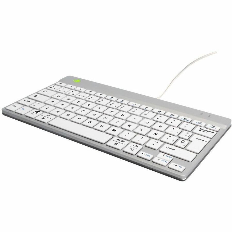 R-Go Compact Break Keyboard - Cable Connectivity - USB Interface - Spanish - QWERTY Layout - White