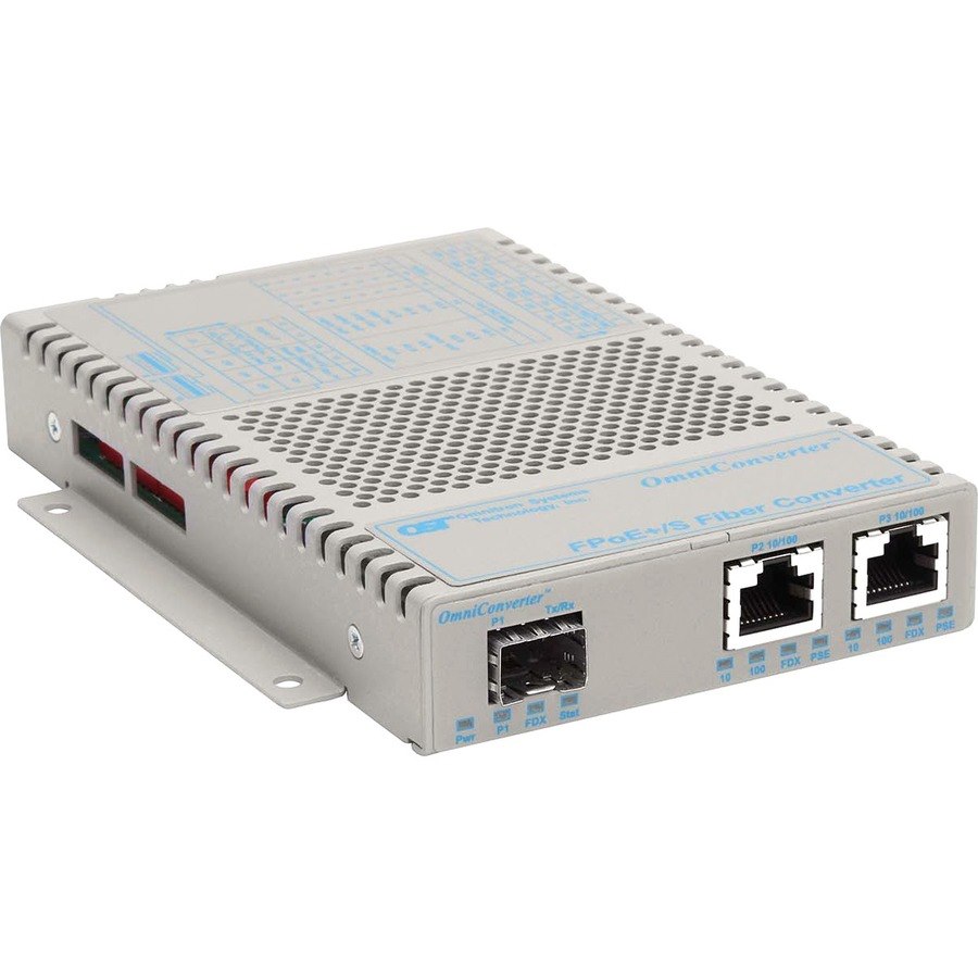 OmniConverter 10/100 PoE+ Ethernet Fiber Media Converter Switch RJ45 SFP