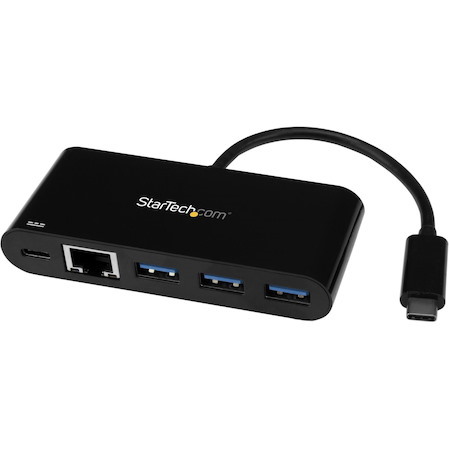 StarTech.com 3-Port USB 3.0 Hub with Gigabit Ethernet and Power Delivery - USB-C