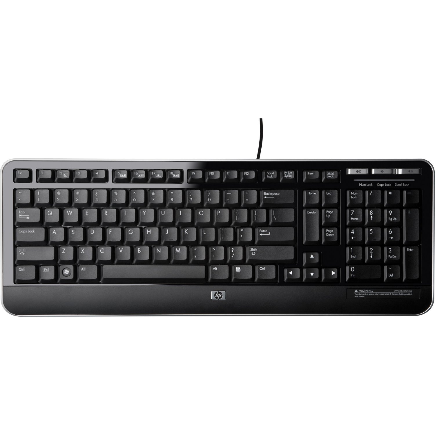 HP Keyboard - Cable Connectivity - USB Interface - English (UK) - Black