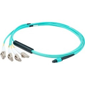 AddOn 3m MPO (Female) to 8xLC (Male) 8-Strand Aqua OM4 Fiber Fanout Cable