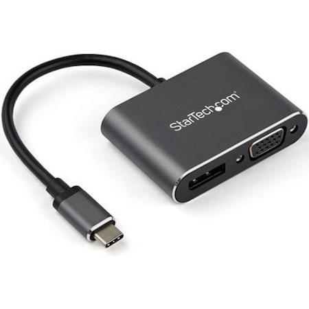 StarTech.com USB C Multiport Video Adapter - USB-C to 4K 60Hz DisplayPort 1.2 HBR2 HDR or 1080p VGA Monitor Adapter - USB Type-C 2-in-1