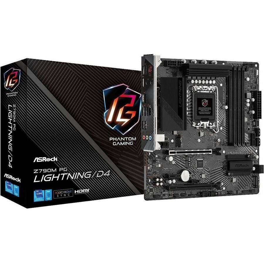 ASRock Z790M PG LIGHTNING/D4 Gaming Desktop Motherboard - Intel Z790 Chipset - Socket LGA-1700 - Micro ATX