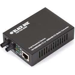 Black Box PoE PD Media Converter, 10Base-T/100Base-TX to 100Base-FX, Multimode, ST