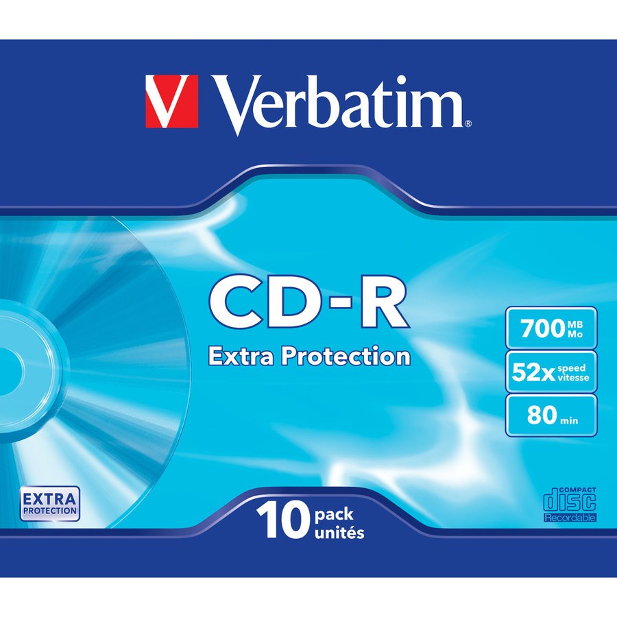 Verbatim 43415 CD Recordable Media - CD-R - 52x - 700 MB - 10 Pack Slim Case
